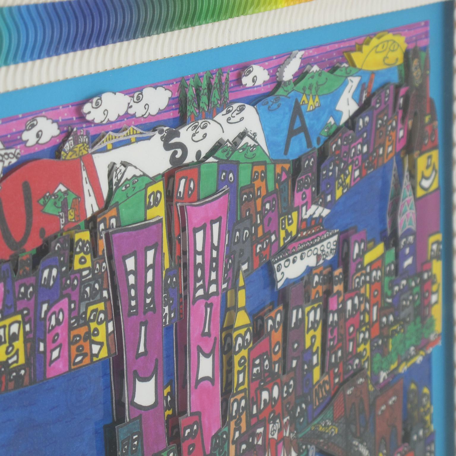 The Way We Were, 1973-2001 New York Cityscape Colorful 3D Art Collage Painting For Sale 8