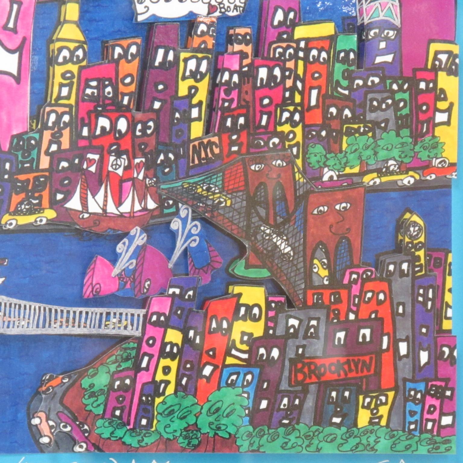 The Way We Were, 1973-2001 New York Cityscape Colorful 3D Art Collage Painting For Sale 11
