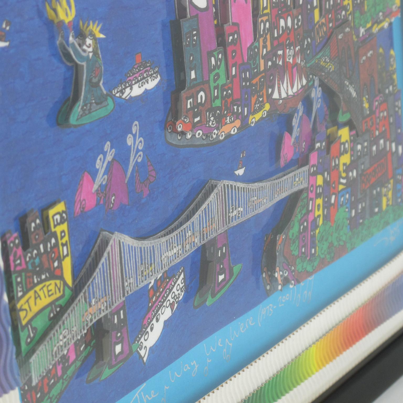 The Way We Were, 1973-2001 New York Cityscape Colorful 3D Art Collage Painting in vendita 11