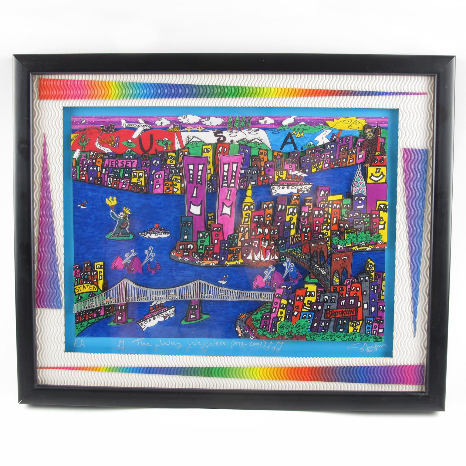 The Way We Were, 1973-2001 New York Cityscape Colorful 3D Art Collage Painting For Sale 2