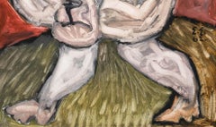 The Wrestlers, dated 1962  signed EE dates 1962