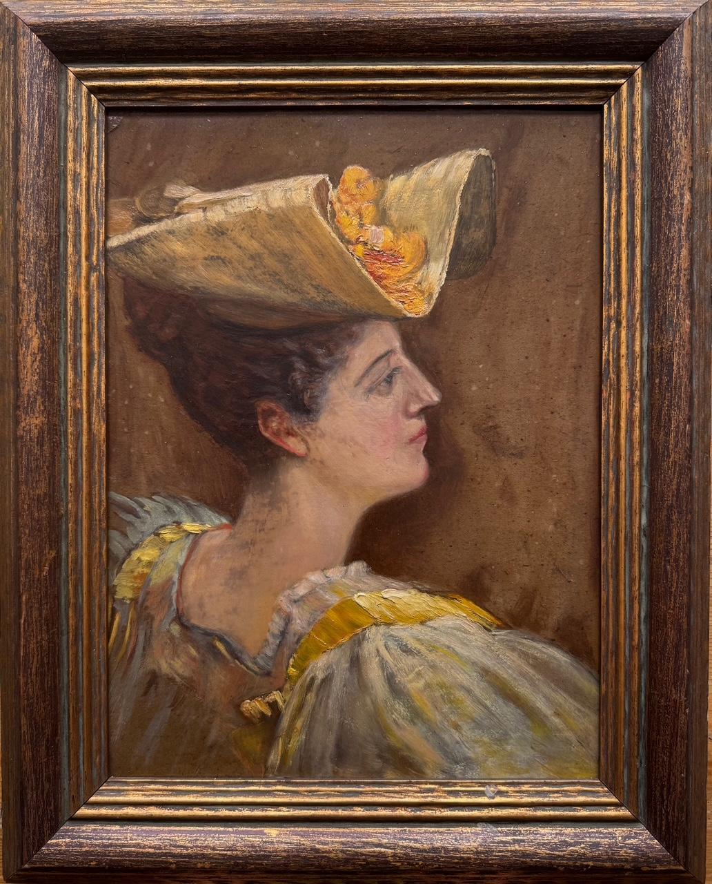 The Yellow Hat - American School - Painting by Unknown