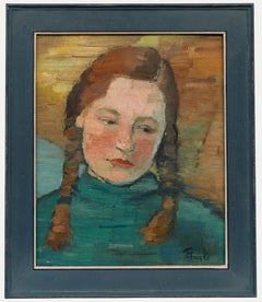 Thea Hucke (1893-1970) - Framed Mid 20th Century Oil, Young Girl with Braids