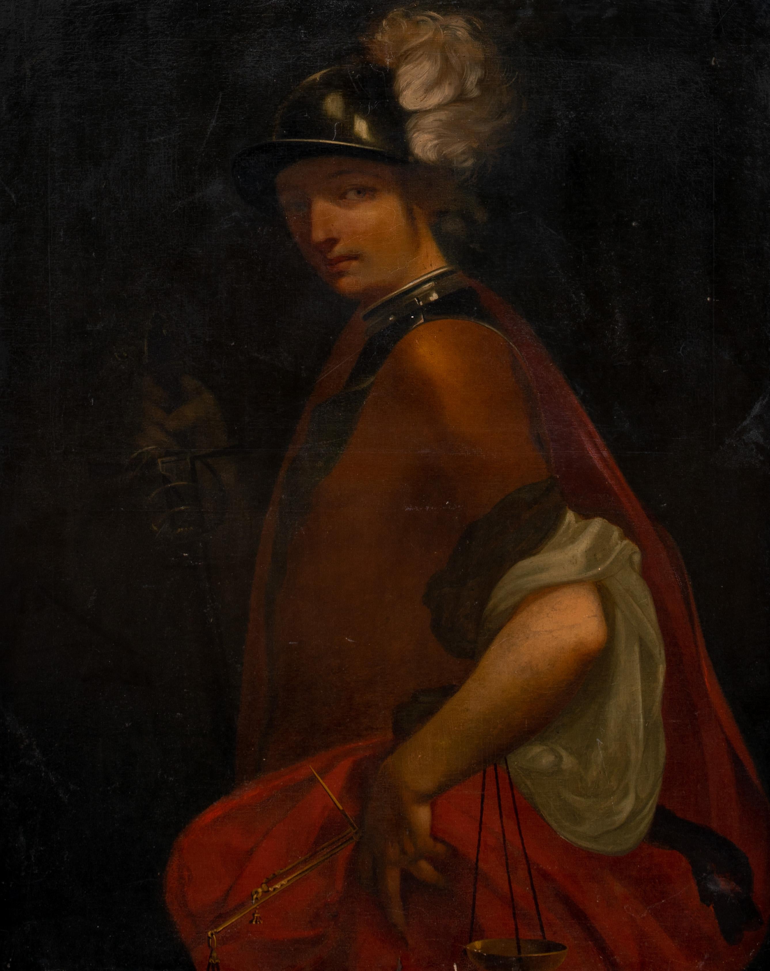 Themis, déesse grecque de la justice, 17ème siècle - École italienne - Noir Landscape Painting par Unknown