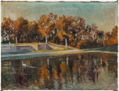 Theodor Gullery (1900-1976) - Mitte 20. Jahrhundert Öl, Herbst im Park