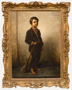 Theodore Jensen RA (1816-1894) - 1860 Óleo, Retrato de un joven con una escoba