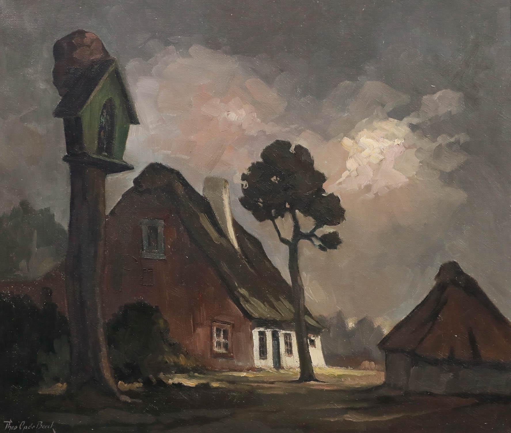 Theodore Op de Beeck (1901-1993) - Mitte 20. Jahrhundert Öl, Bauernhof Kempen – Painting von Unknown