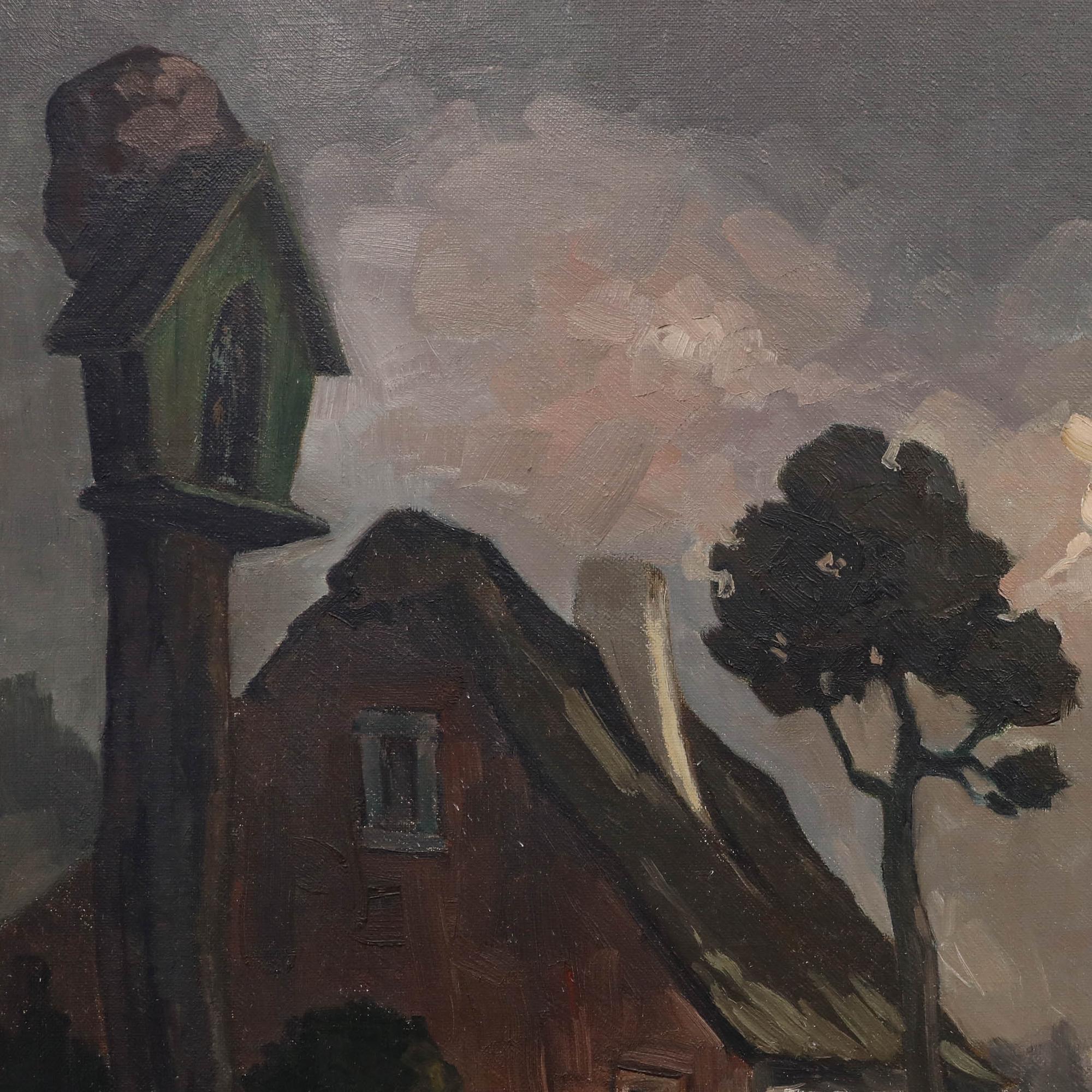 Theodore Op de Beeck (1901-1993) - Mitte 20. Jahrhundert Öl, Bauernhof Kempen im Angebot 1