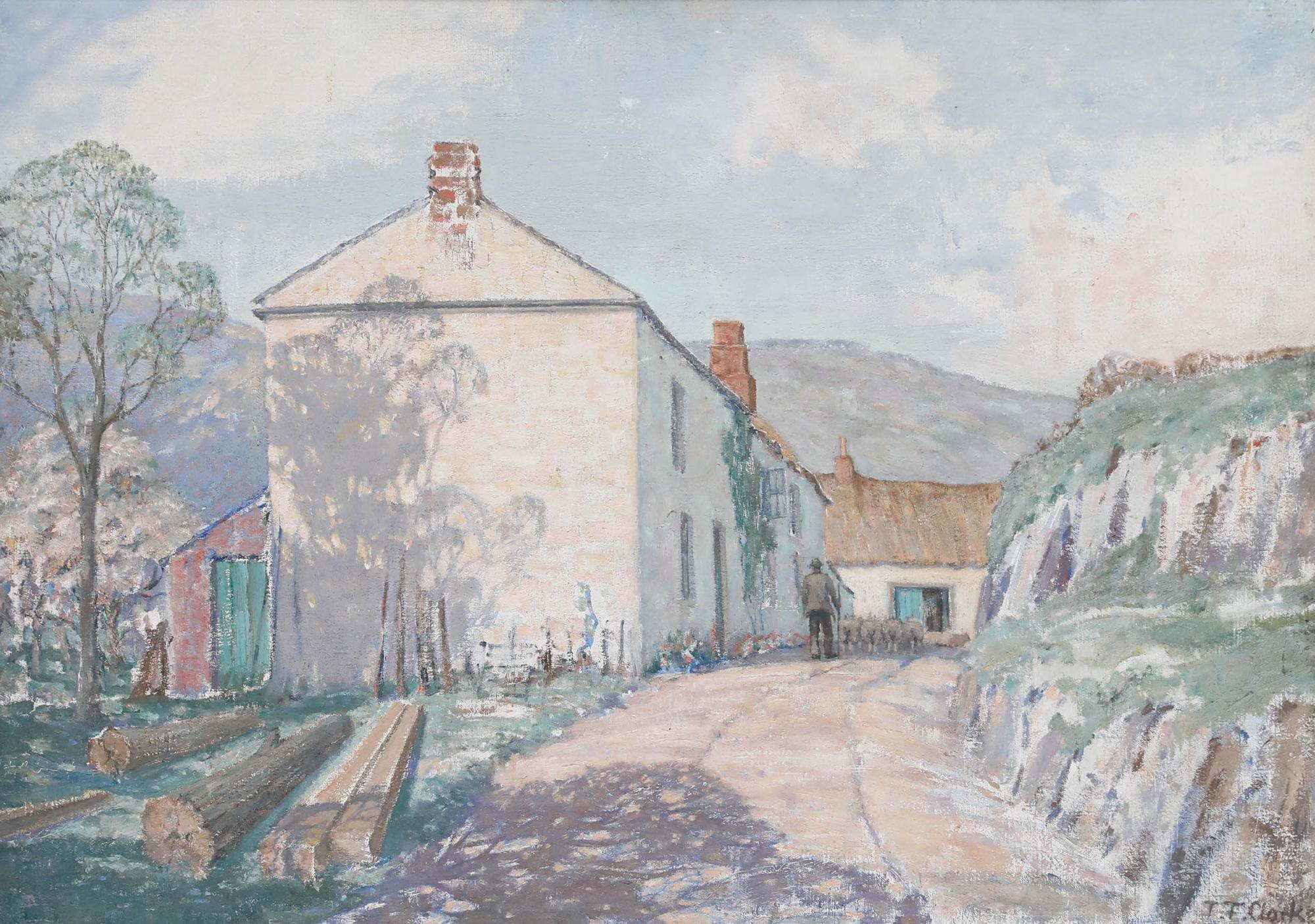 Thomas Flowerday-Clarke (1877-1953) - Óleo, Una mañana temprana de primavera, Coombe - Painting de Unknown