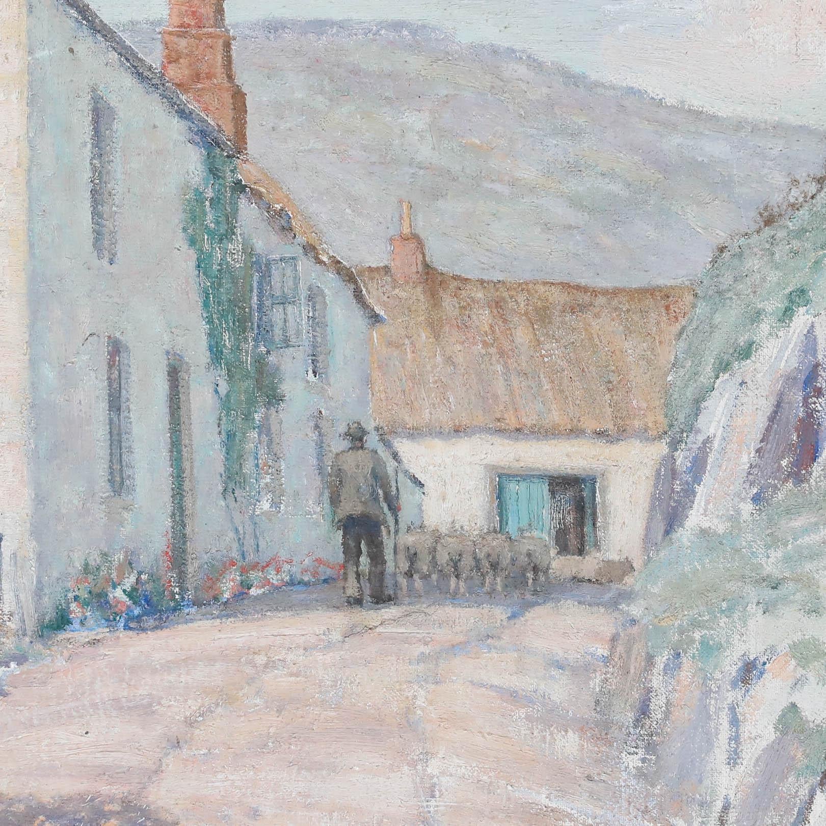 Thomas Flowerday-Clarke (1877-1953) - Óleo, Una mañana temprana de primavera, Coombe en venta 1