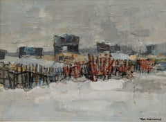 Thomas Mathews (1920-2000) - Impasto 20th Century Acrylic, Snow Fence