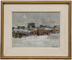 Thomas Mathews (1920-2000) - Impasto 20th Century Acrylic, Snow Fence