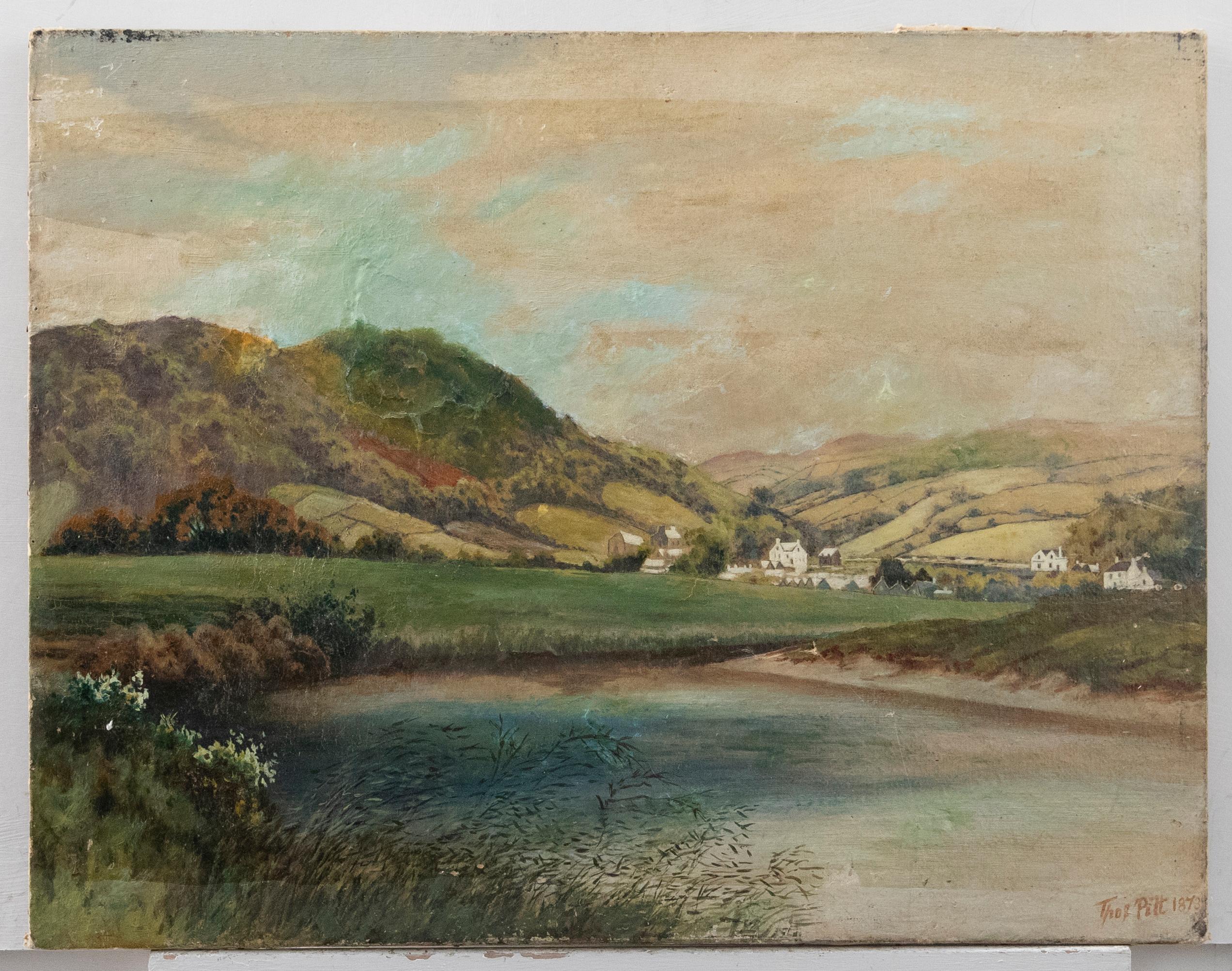 Thomas Pitts I - Per il restauro del 1973 Olio, Villaggio sul lago - Painting di Unknown