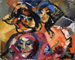 Three Abstracted Faces in Oil on Illustration Board