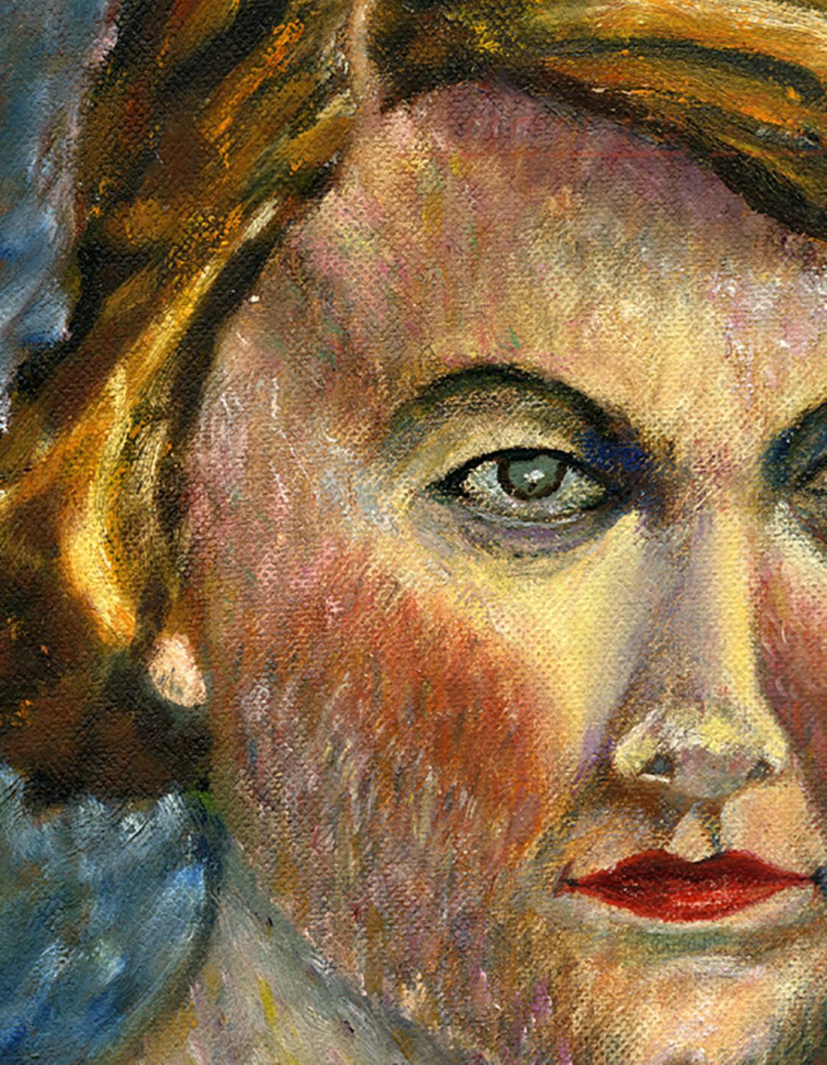 Portrait Painting Unknown - Trois peintures de portraits colorés