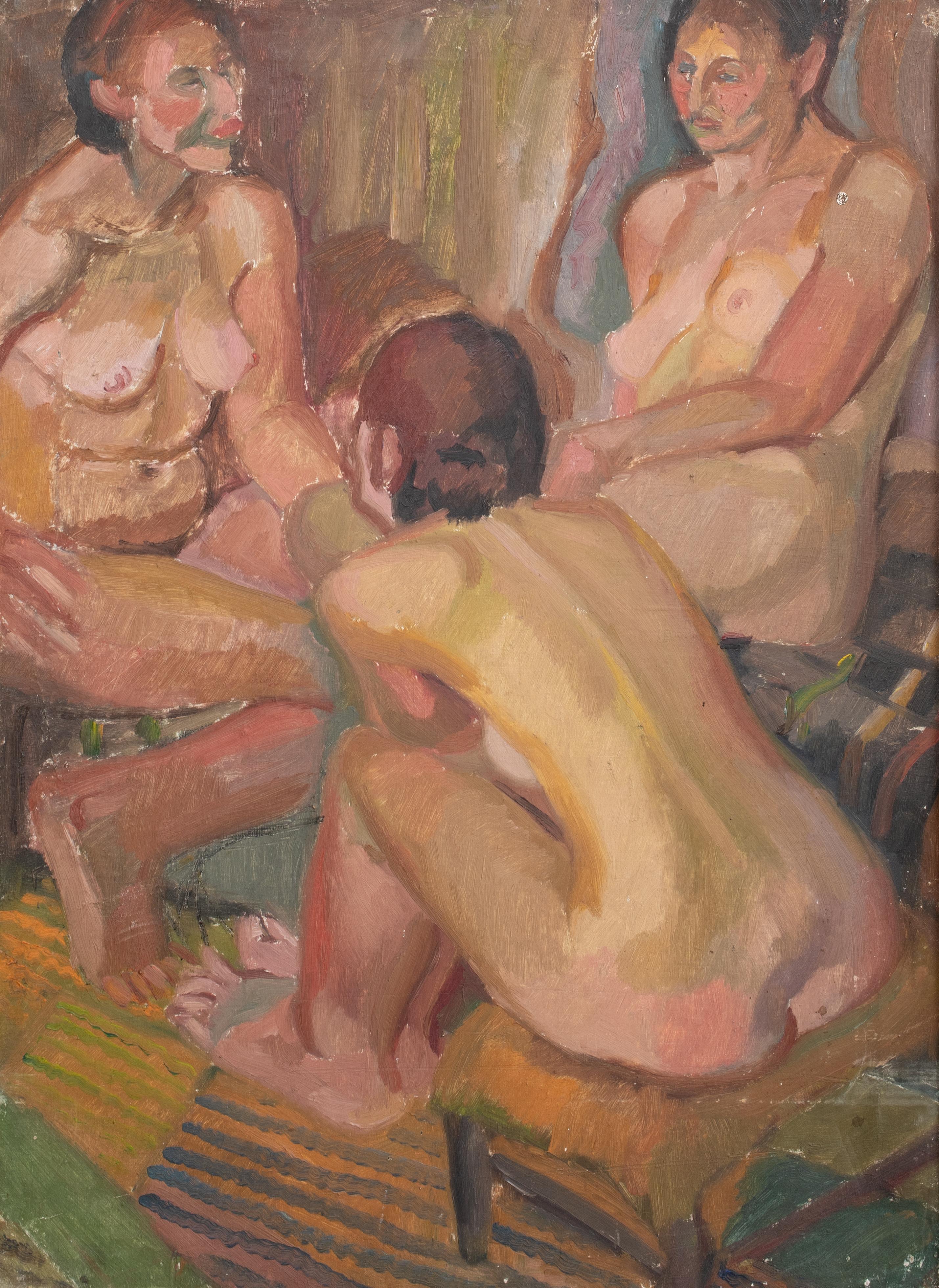 Three Nudes, early 20th Century   by Harry Barr (1896-1987) For Sale 1