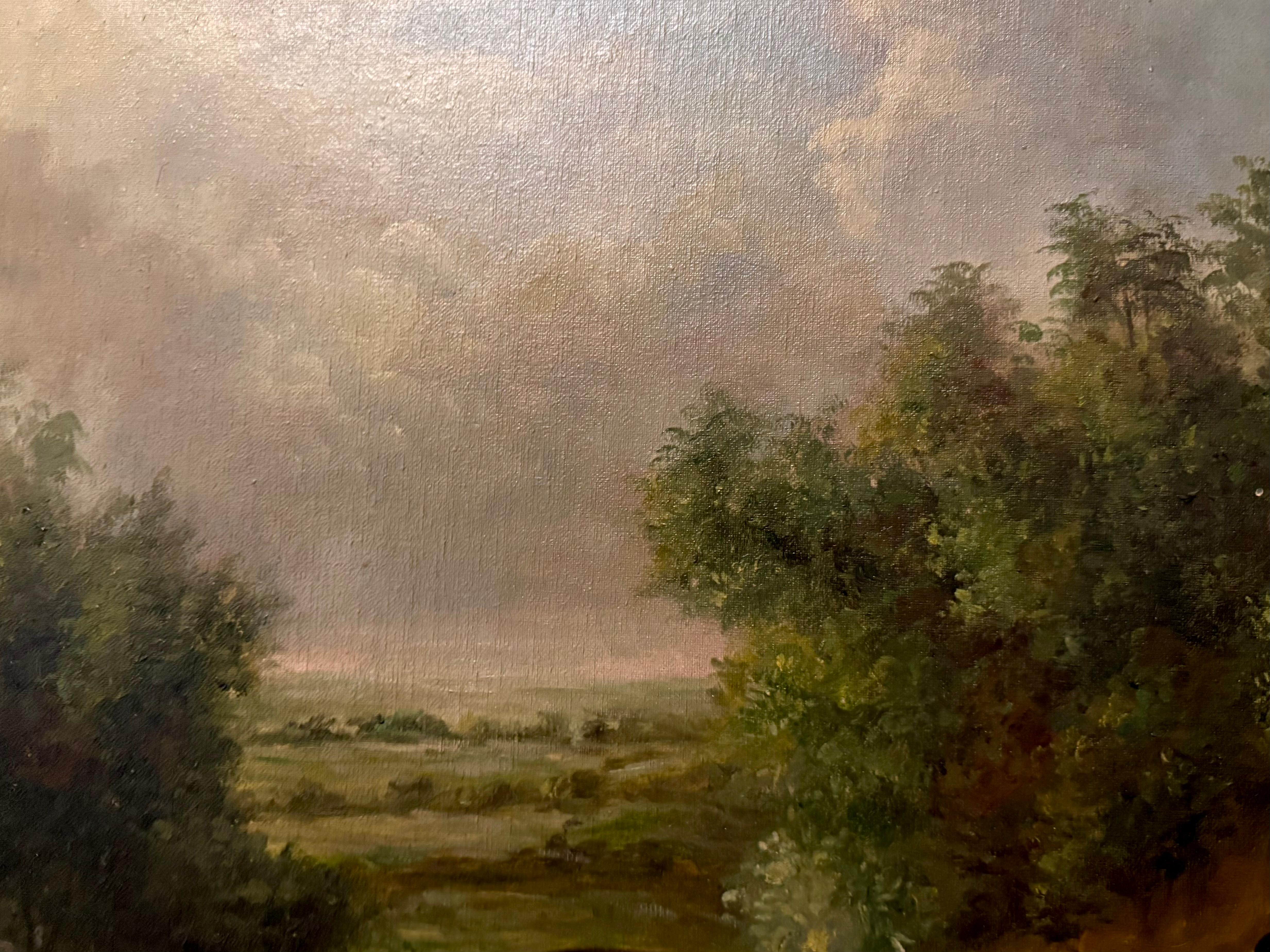 Three Whippets in landscape, mahogany frame For Sale 3