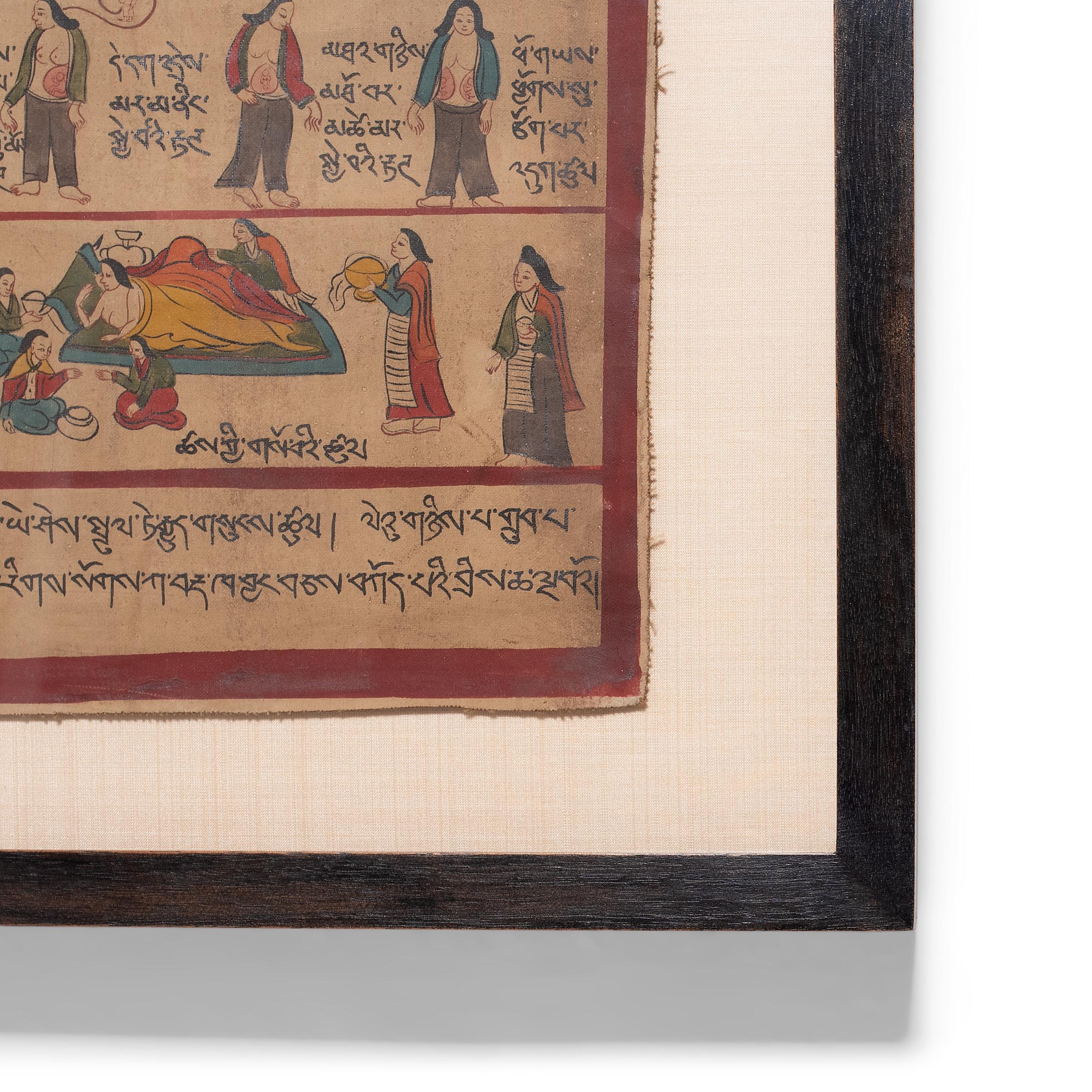 Tibetan Childbirth Manuscript Painting For Sale 1