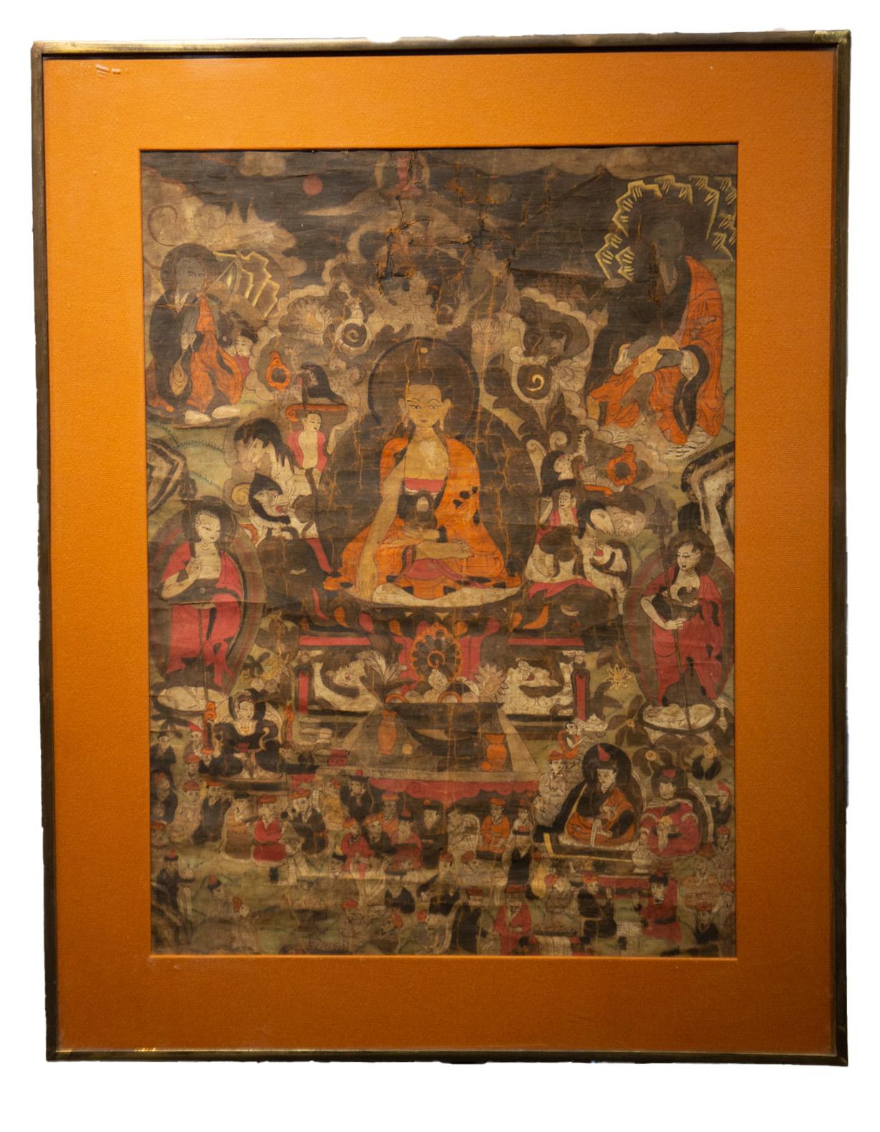 Bouddha tibétain Thangka avec pendentifs en vente 2