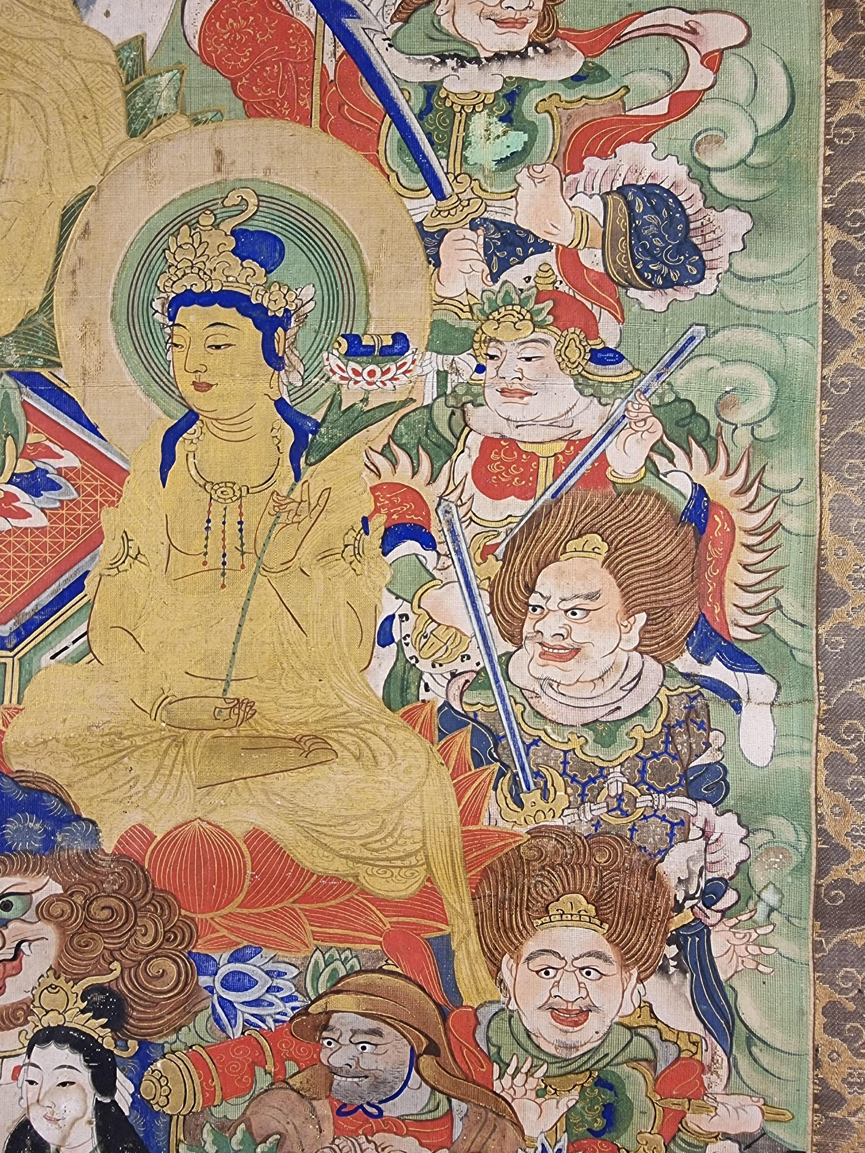 Thangka tibetano raffigurante un buddha d'oro in vendita 2