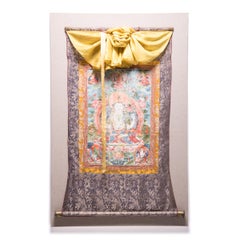 Thangka tibetano de Chenresi, aguada sobre lino