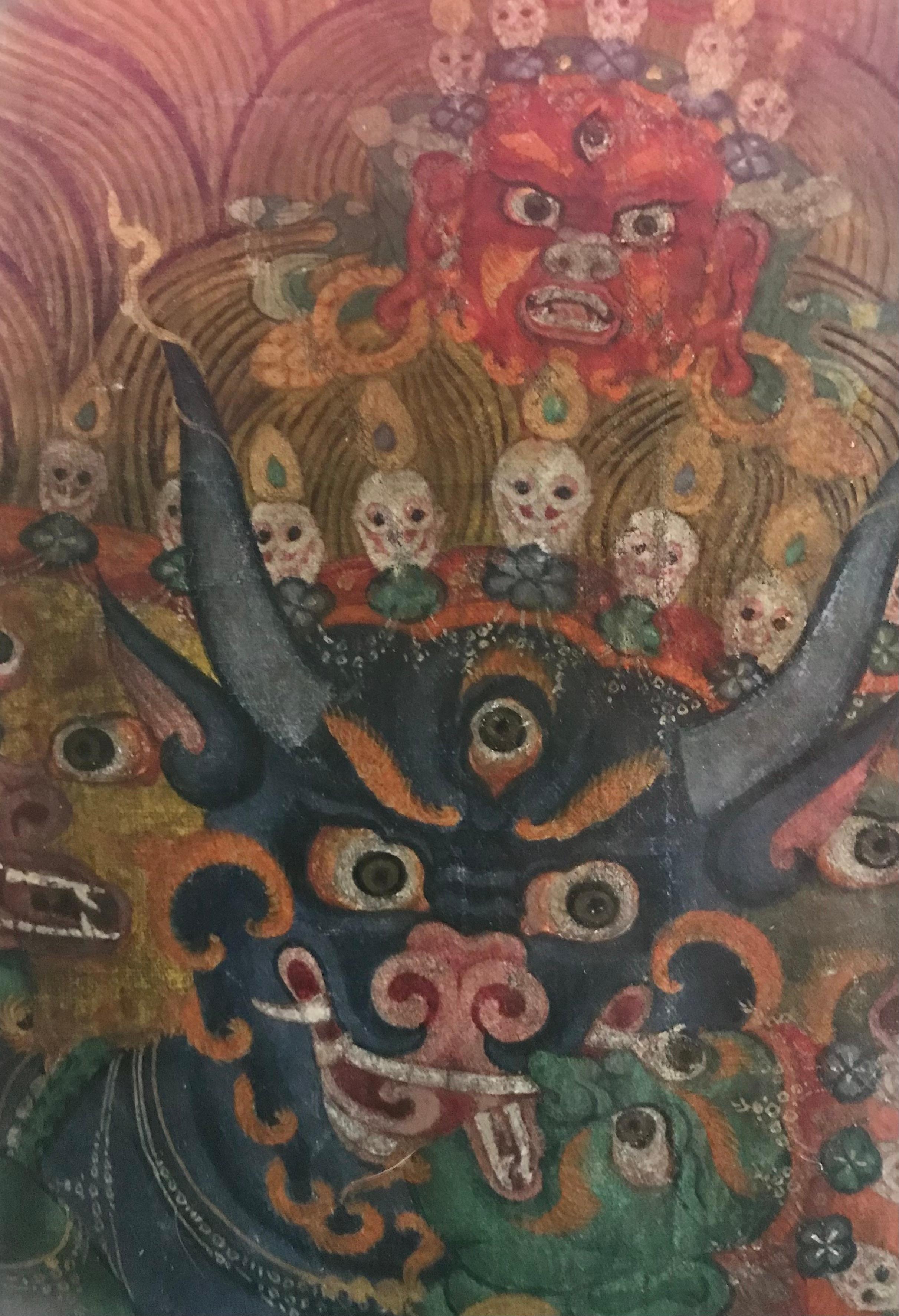 Tibétain Yamantaka Thangka 17e-18e siècle en vente 9