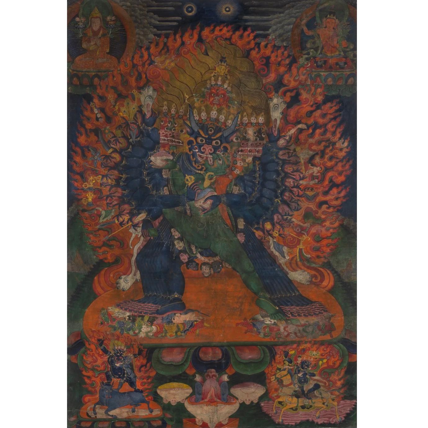 Tibétain Yamantaka Thangka 17e-18e siècle en vente 2