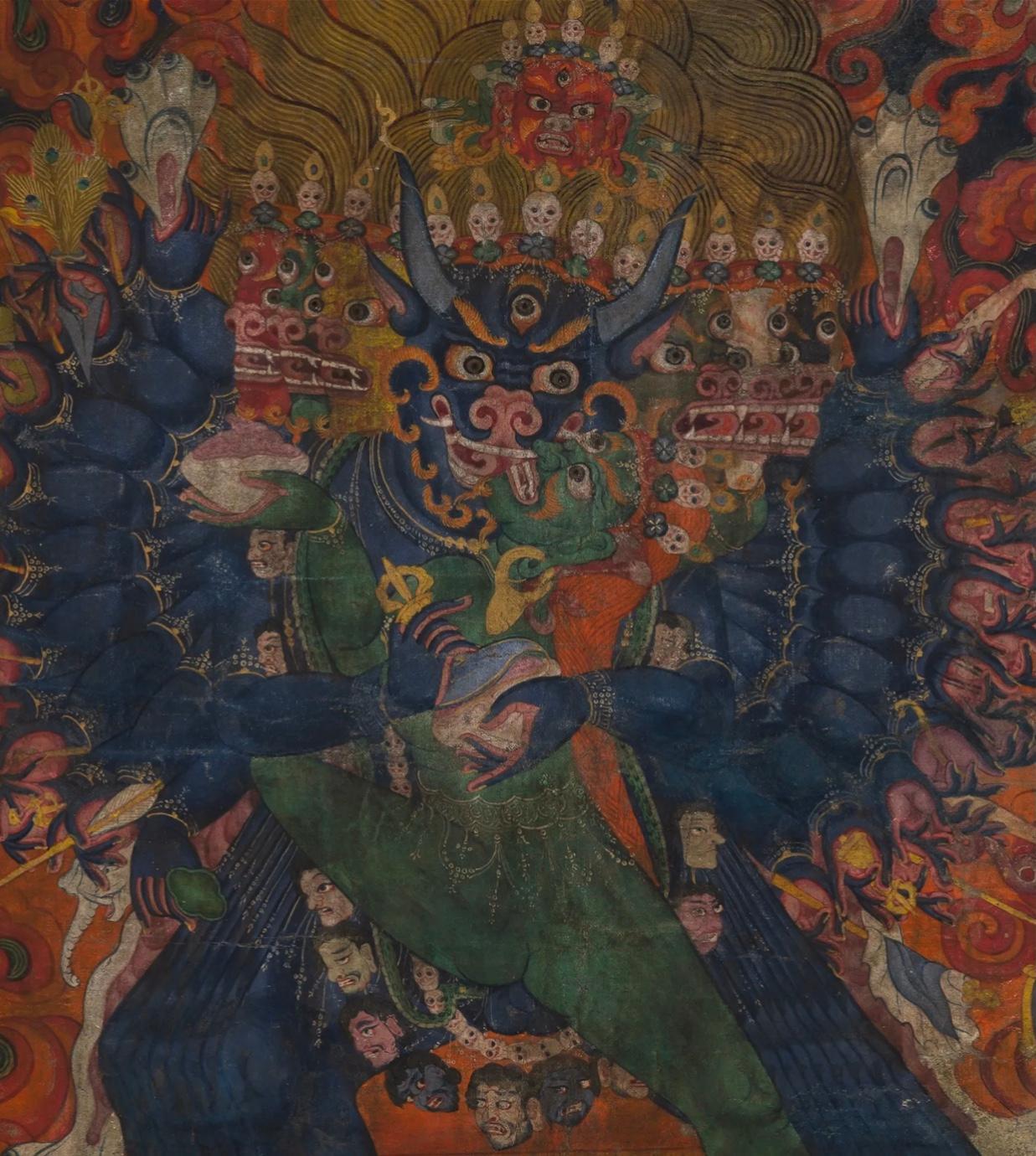 Tibetan Yamantaka Thangka 17th- 18th Century For Sale 3