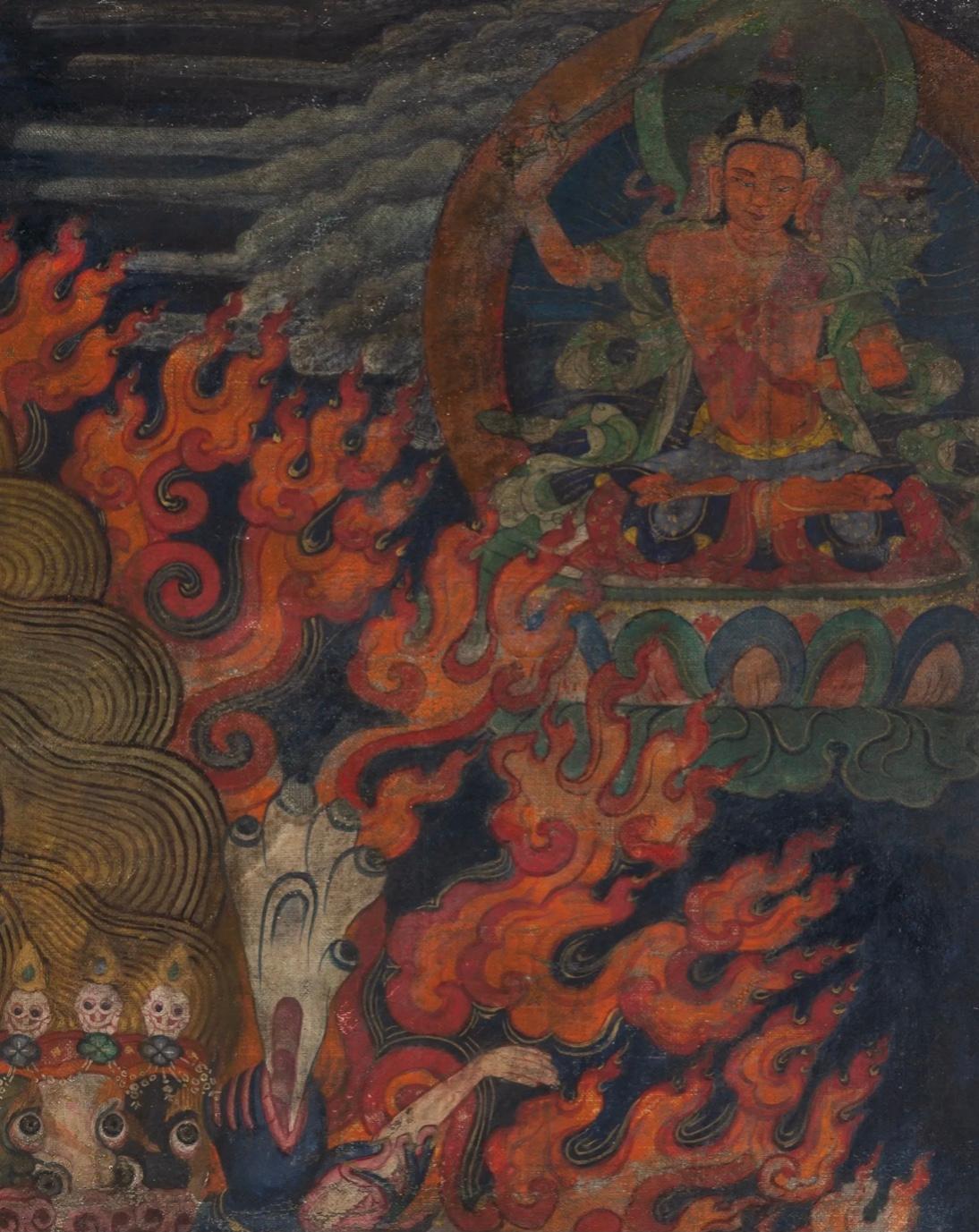 Tibetan Yamantaka Thangka 17th- 18th Century For Sale 4