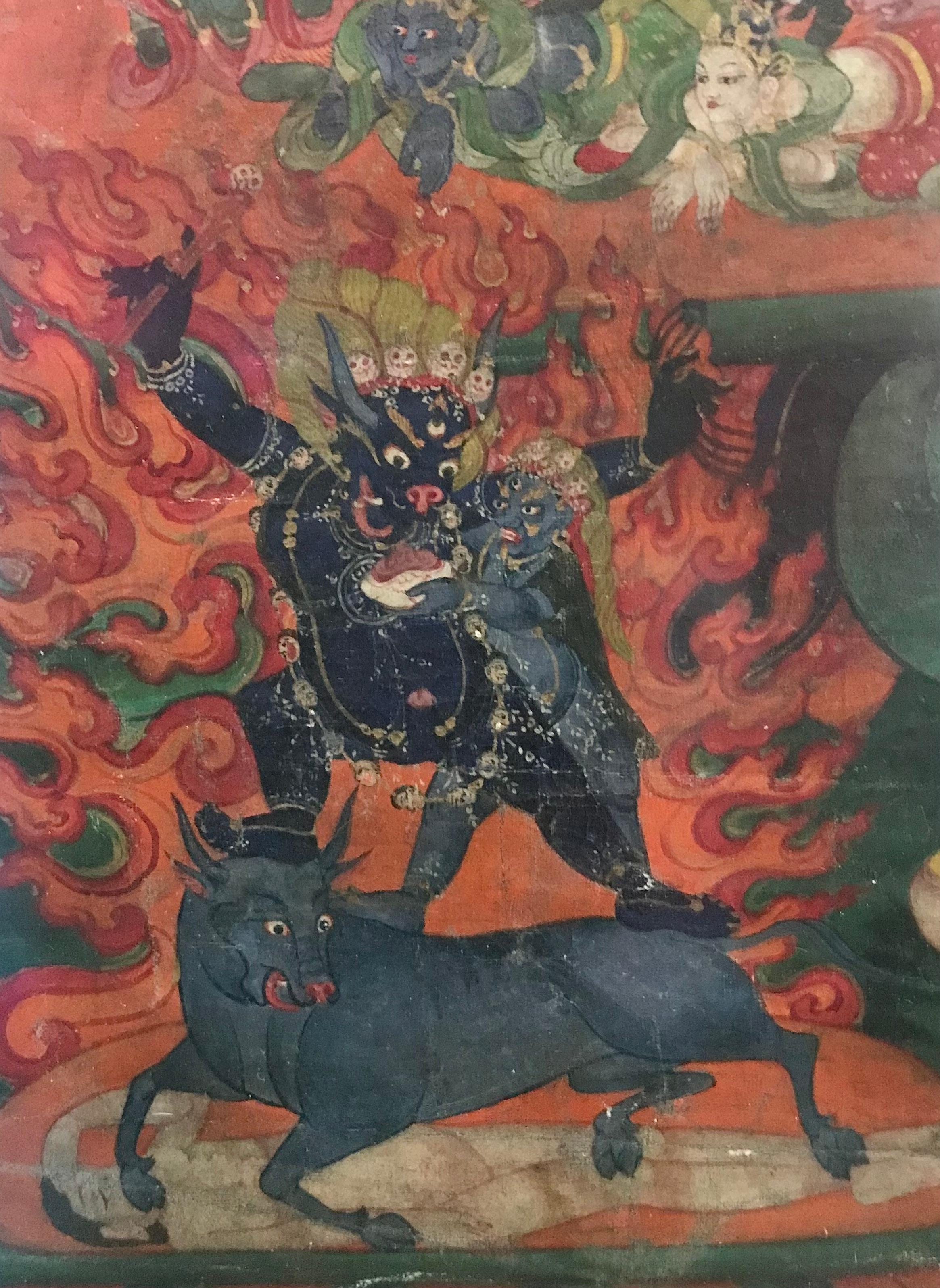 Tibetische Yamantaka Thangka aus Tibet, 17. bis 18. Jahrhundert im Angebot 6