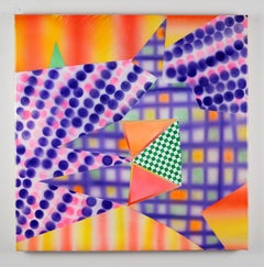 Time and Time Again, pittura con aerografo e polimeri su tela di Alex Blau, 2022