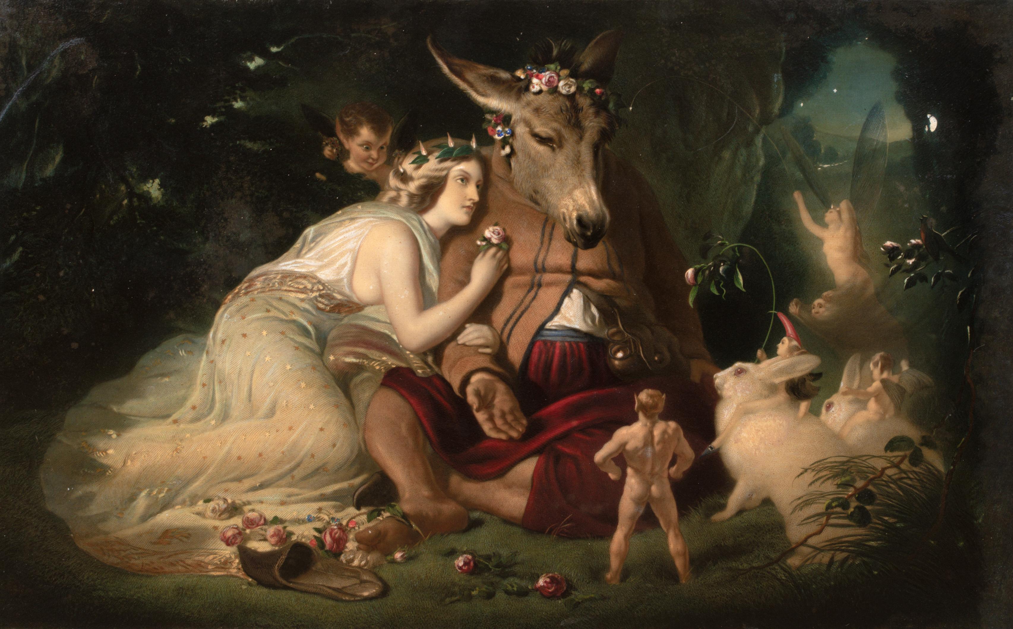 Titania et Bottom Le Songe d'une nuit d'été 19e siècle d'après Sir Edwin Landseer - Noir Figurative Painting par Unknown