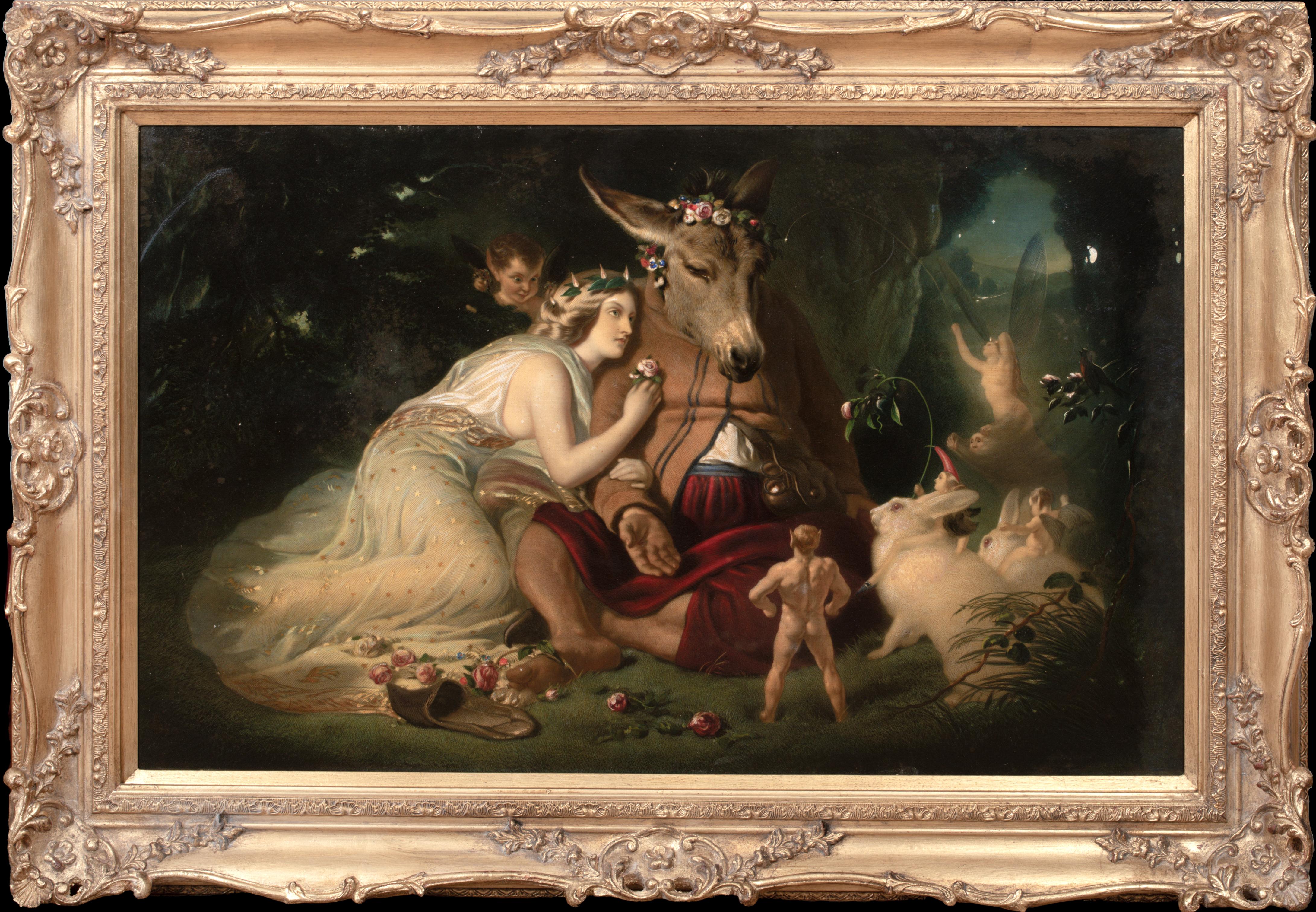 Figurative Painting Unknown - Titania et Bottom Le Songe d'une nuit d'été 19e siècle d'après Sir Edwin Landseer