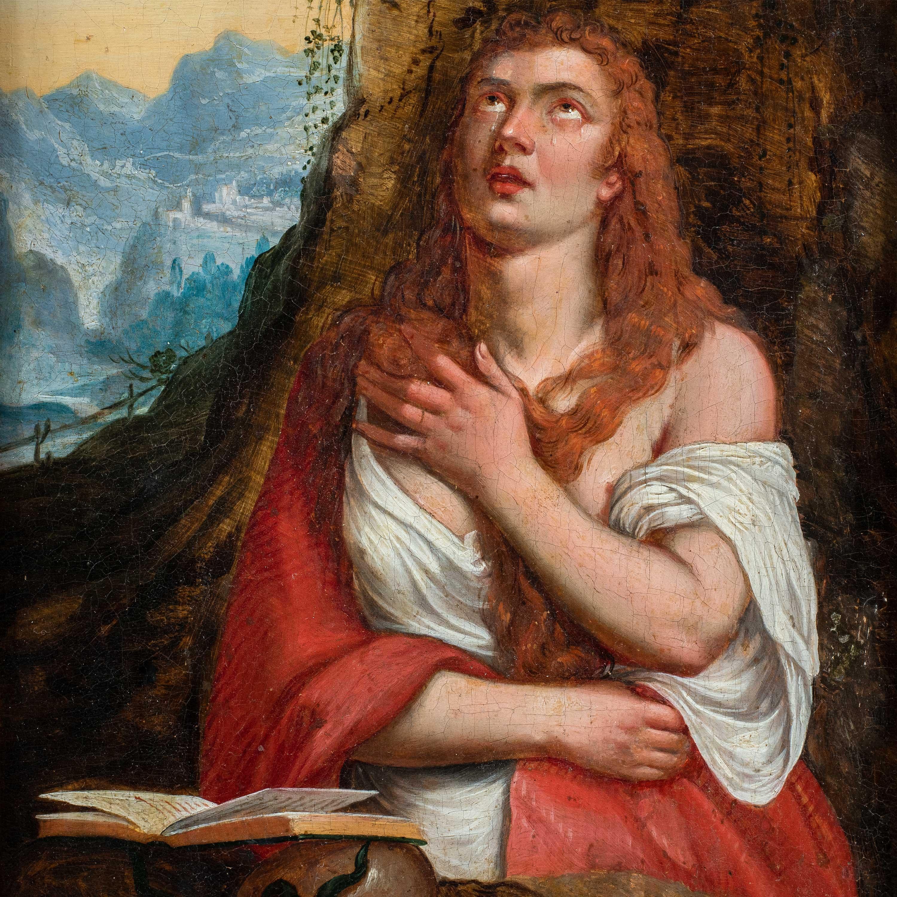 Titian workshop (Venice school) - 17th century figure painting - Mary Magdalene - Painting by Unknown