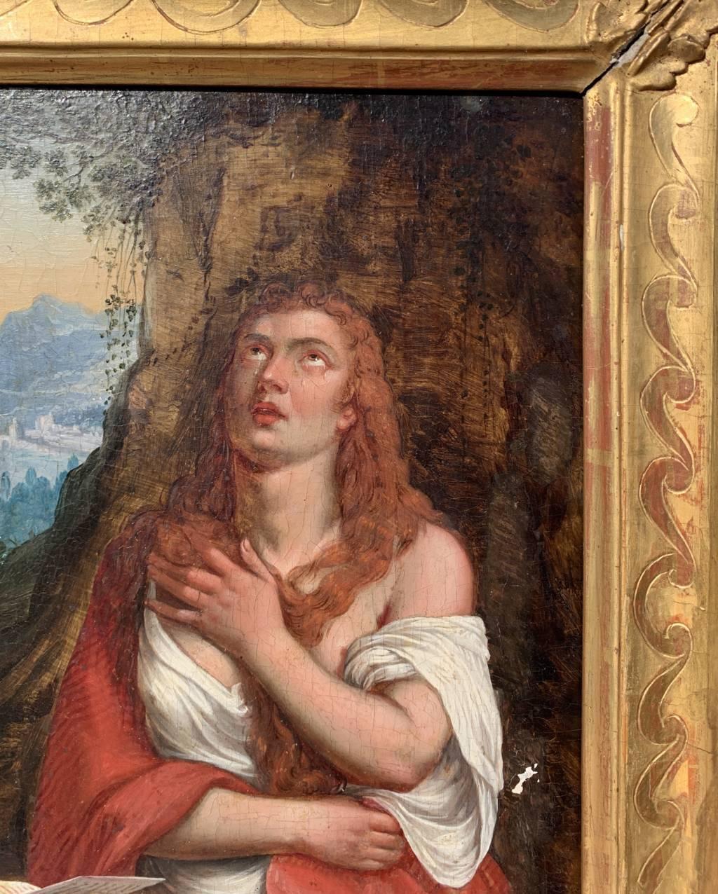 Taller de Tiziano Pintor veneciano - Pintura de figuras del siglo XVII - María Magdalena - Landscape Painting Marrón de Unknown