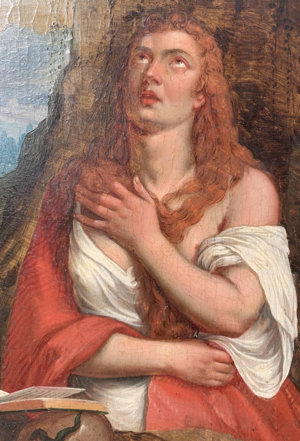 Taller de Tiziano Pintor veneciano - Pintura de figuras del siglo XVII - María Magdalena en venta 2