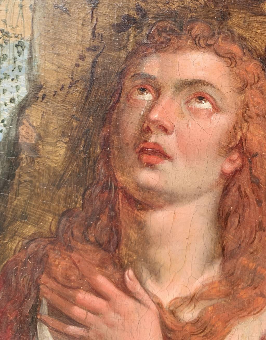 Titian workshop(Venetian school) - 17th century figure painting - Mary Magdalene For Sale 3