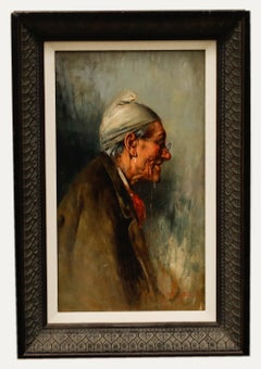 Tito Pellicciotti (1871-1950) - Italienische Schule, Öl, Älterer Mann im Profil
