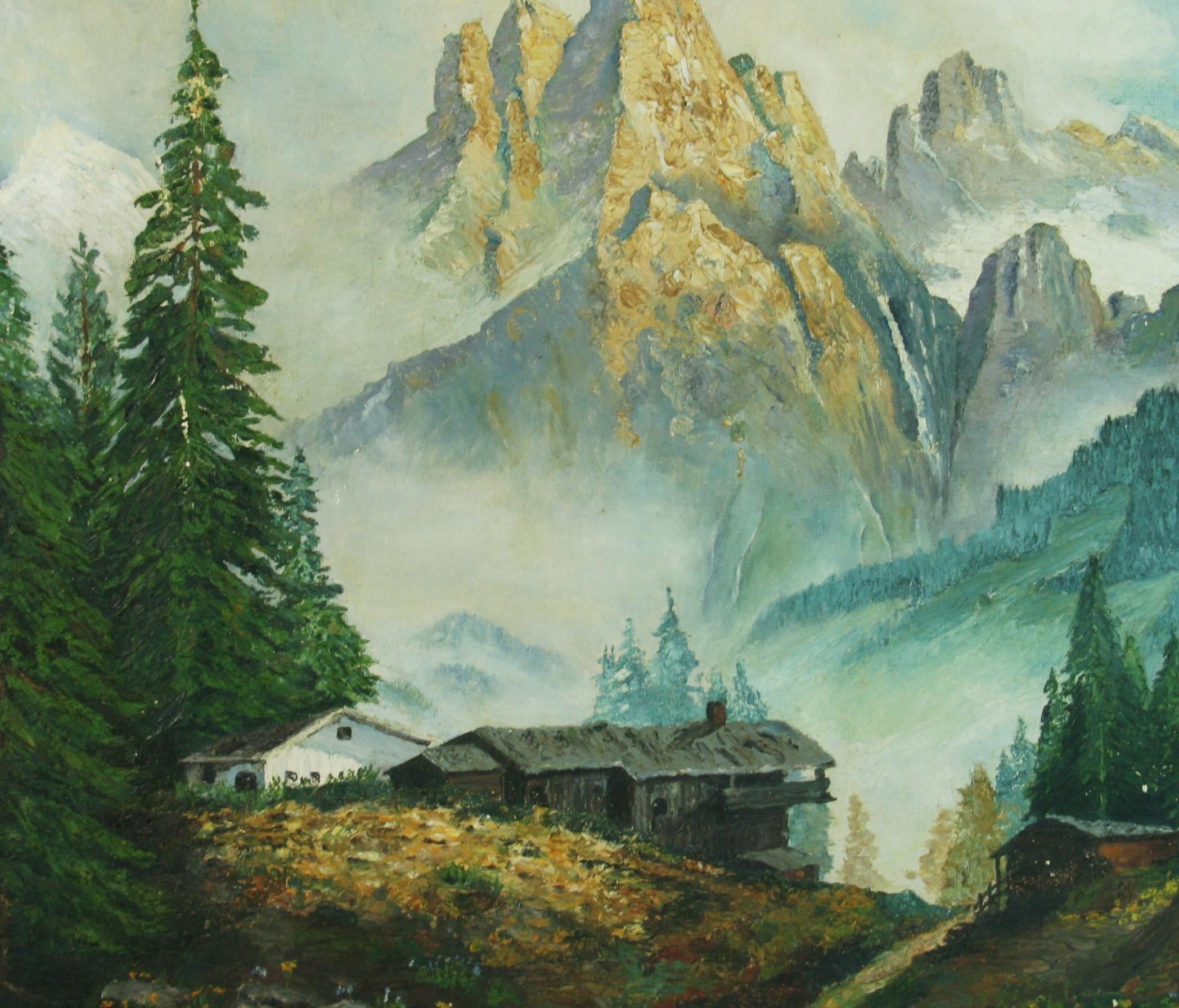 Tivol-Berge und Cabine-Landschaft 1958 (Grau), Landscape Painting, von Unknown