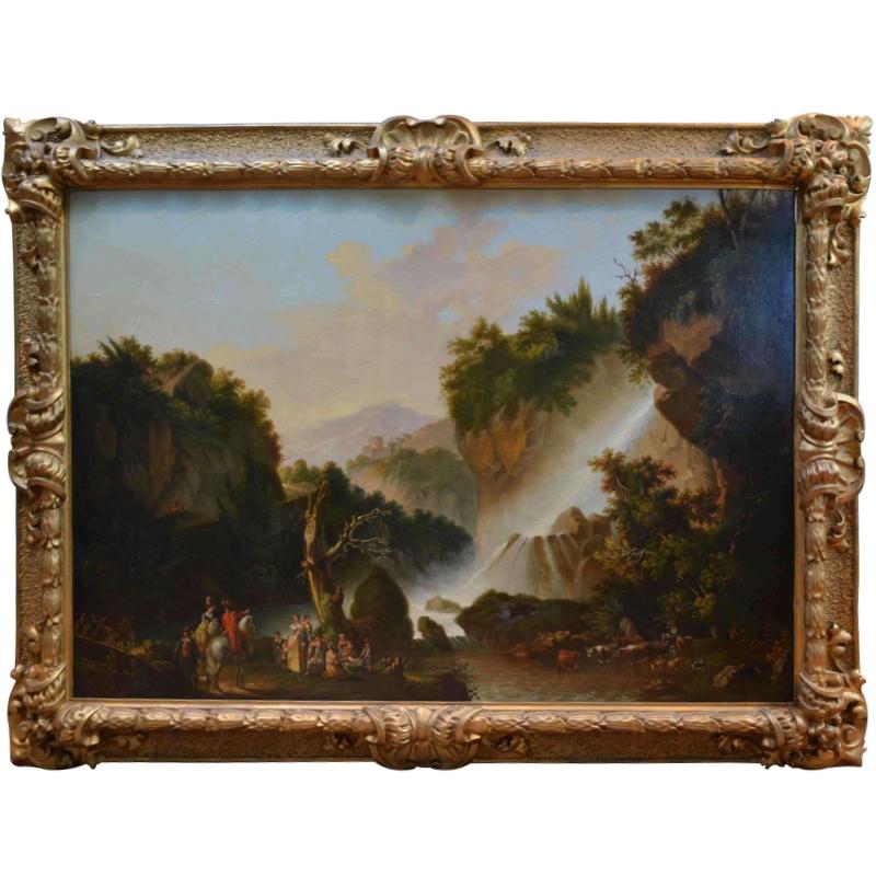 Unknown Landscape Painting - Tivoli Gardens and the Fountain After Claude Joseph Vernet