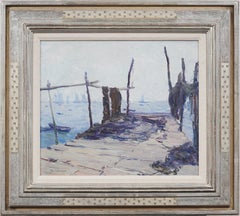 Tod Lindenmuth (1885-1976) Peinture à l'huile impressionniste américaine ancienne représentant un paysage marin