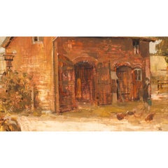 Tom Coates (1941-2023) - Framed 20th Century Oil, Stables at Sutton Mill