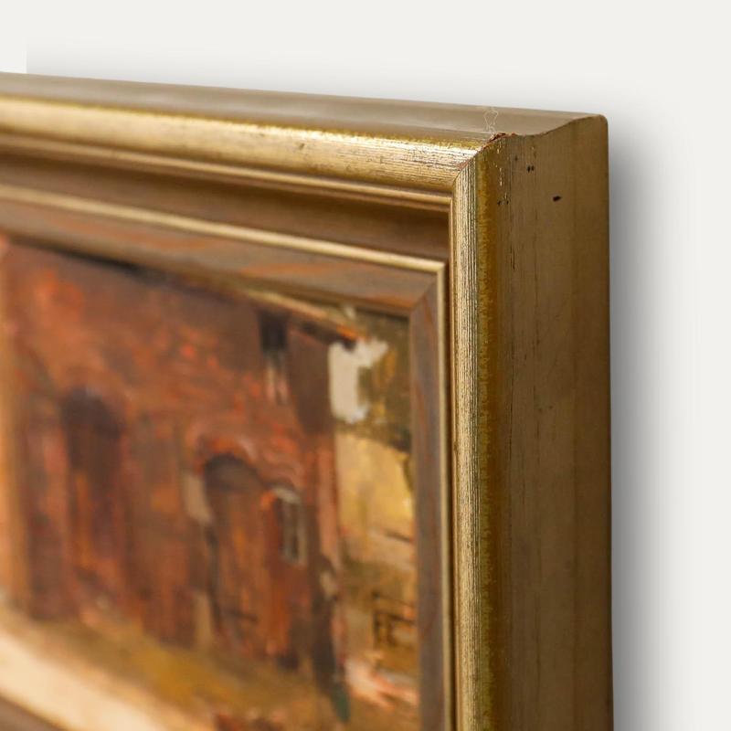 Tom Coates (1941-2023) - Gerahmtes Öl aus dem 20. Jahrhundert, Stables at Sutton Mill im Angebot 1