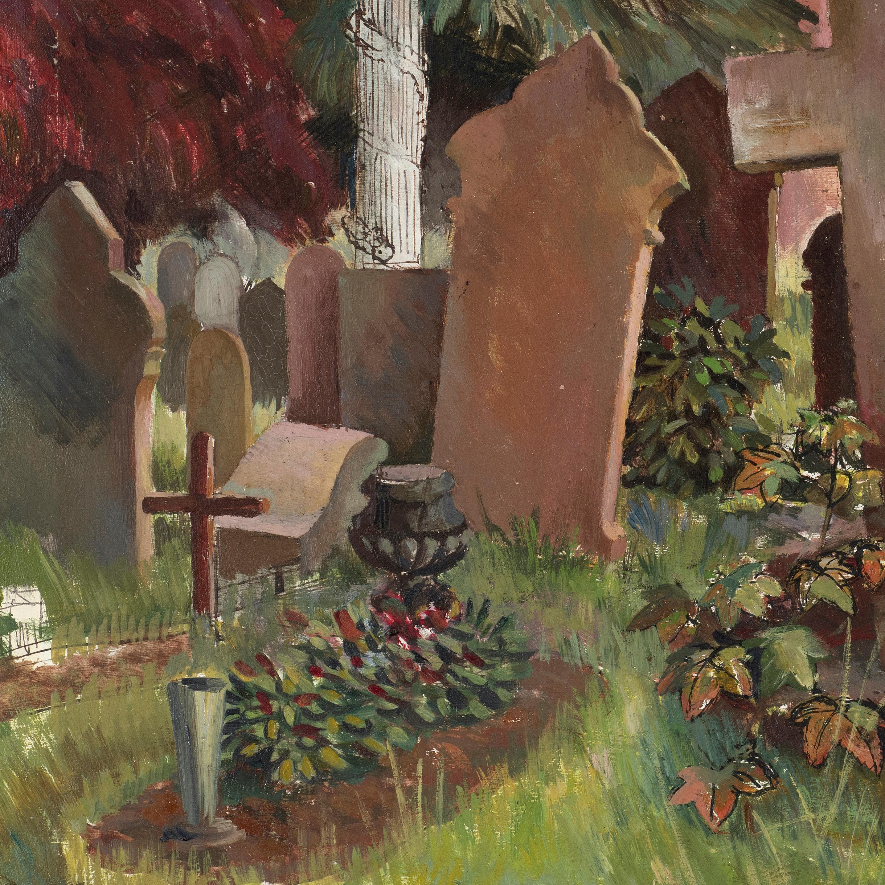 Lápidas en un cementerio rural - Painting De la posguerra de Unknown