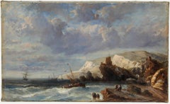 Tomsonn - 19th Century Oil, Ships on a Rocky Coast
