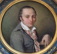 Tondo 19th Painting Portrait of poet André CHENIER French Revolution