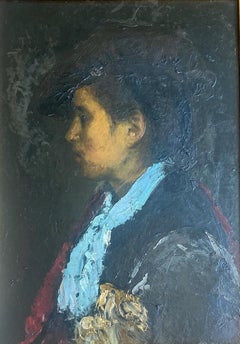 Torera: the Spanish Girl who could take on a bull latin art nouveau period oil