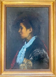 Torera: the Spanish Girl who could take on a bull latin art nouveau period oil