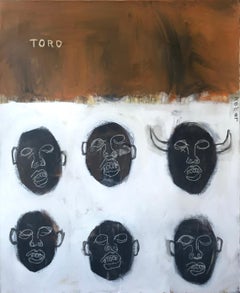 Toro, Figurative, Basquiat, Neo-expressionism, Mythological, Large Painting, Red