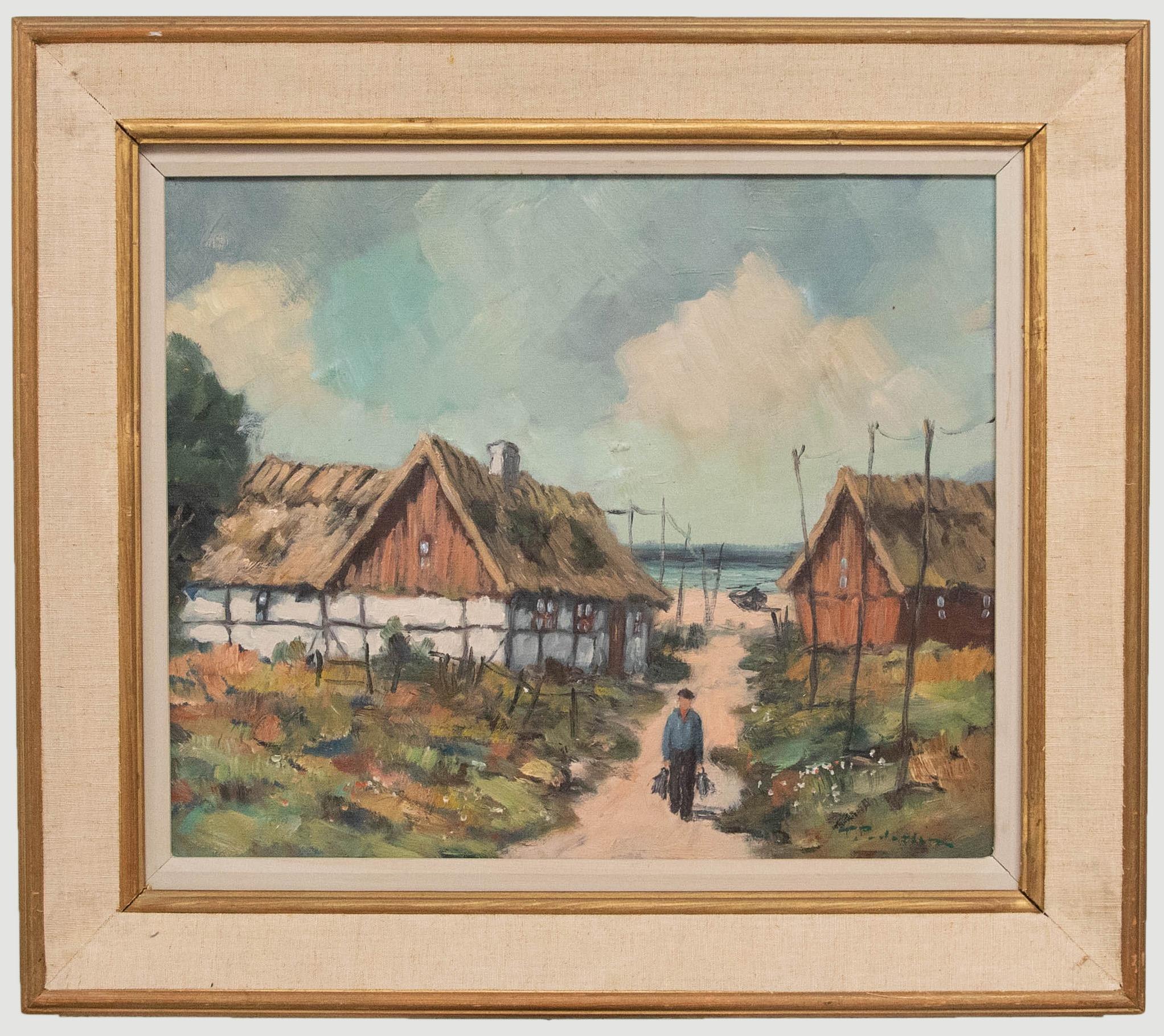 Unknown Figurative Painting – Torsten Pedersen (1907-1973) - Schwedische Schule, Öl, Koming Home with the Catch